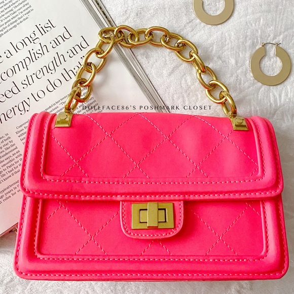 Pink Gold Chain Handle Mini Bag - Picture 1 of 10